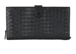 Bottega Veneta Intrecciato Long Wallet, Leather, Black, B05559481F, 2*